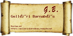 Gelléri Barnabás névjegykártya